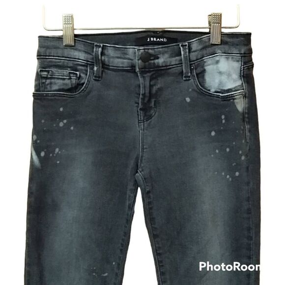 J Brand Gray Splatter Skinny Crop Outsider Jeans Sz 26 - Picture 2 of 10